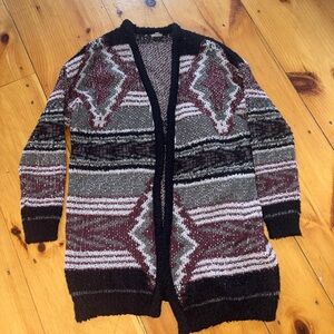 Ecote Medium Southwestern Aztec Open Front Cardigan Sweater